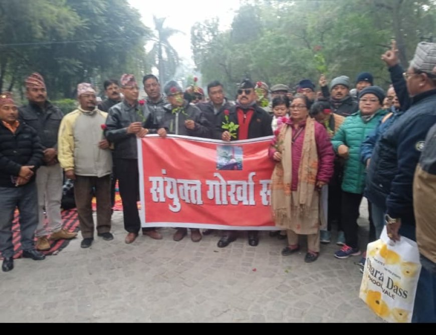 कांग्रेस के पूर्व अध्यक्ष के बयान  को लेकर गोर्खा समाज के लोगों ने किया प्रदर्शन l समाचार UP/UK